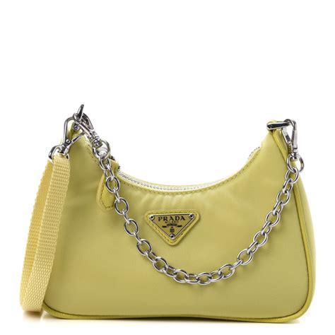 prada yellow shoulder bag|Prada re nylon tote bag.